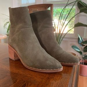 Olive green heeled boots